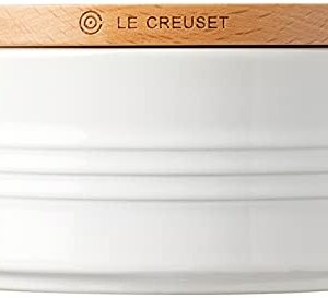 Le Creuset Stoneware Canister with Wood Lid, 23 oz. (5.5" diameter), White