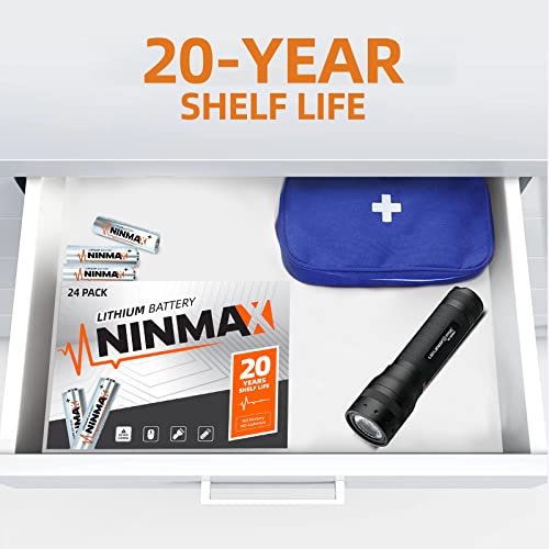 NINMAX Lithium AA Batteries, 24pack 1.5V Longer Lasting Double A Battery【Non-Rechargeable】