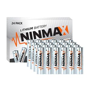 ninmax lithium aa batteries, 24pack 1.5v longer lasting double a battery【non-rechargeable】
