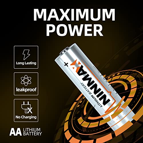 NINMAX Lithium AA Batteries, 24pack 1.5V Longer Lasting Double A Battery【Non-Rechargeable】