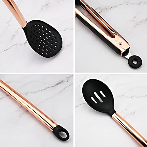 BRIIEC 1pc Black & Copper Silicon Basting Brushes, Heat Resistant Stainless Steel Handle Pastry Brushes, Spread Oil Butter Sauce Marinades. Perfect for Sauce BBQ Grill Baking Cooking