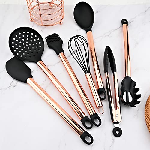 BRIIEC 1pc Black & Copper Silicon Basting Brushes, Heat Resistant Stainless Steel Handle Pastry Brushes, Spread Oil Butter Sauce Marinades. Perfect for Sauce BBQ Grill Baking Cooking