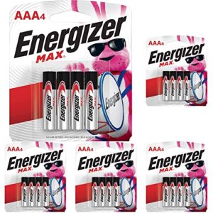 energizer aaa batteries, max triple a alkaline, 4 count (pack of 5)