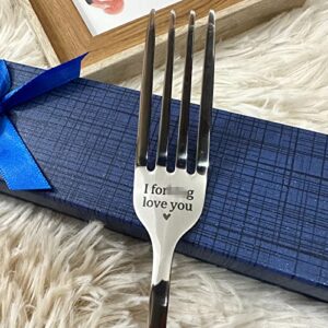 HSSPIRITZ I Love You Funny Engraved Stainless Steel Fork,Dinner Forks Mothers Day Gifts for Mom Wife Girlfriend Boyfriend Dad, Christmas, Anniversary, Birthday, gifts for him/her,Valentine's Day Gift