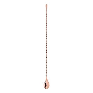 viski copper weighted stainless steel barspoon, japanese style twisted stem handle, teardrop weight