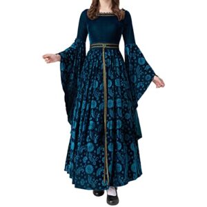 women long sleeve lace o neck 2pices set cosplay retro dress great maxi vintage for cosplay dress with cloak sprint