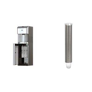 brio moderna uv self cleaning bottleless water cooler dispenser with filtration & avalon stainless steel adjustable pull type cup dispenser, 4-10 oz cups, dent proof, fingerprint resistant