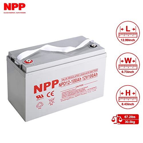 NPD12-100Ah 12 Volt 100Ah 12V AGM SLA Deep Cycle Rechargeable Battery, 1200+ Deep Cycle 100amp Battery,for Most Home Appliances, RV, Camping, Cabin, Marine, UPC, Trolling Motor and Off-Grid System
