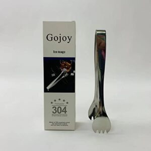 gojoy food grade stainless steel ice tongs, for ice and other foods, with serrated edges, 7.5 inches ice tongs
