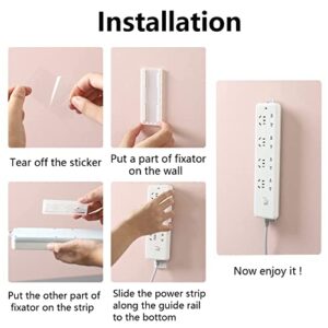 YUMIN 12Pcs Adhesive Punch Free Socket Holder, Self-Adhesive Desktop Socket Fixer, New Self Adhesive Power Strip Mount, Cable Management System Punch Free Socket Holder (12pcs)