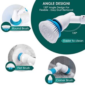 Rechargeable Electric Spin Scrubber - 5 Replaceable Cleaning Brush Heads, Cordless Shower Cleaning Brush with Long Extension Arm, Bathroom Scrubber Power Spin Scrubber for Grout Sink Tub Tile Floor