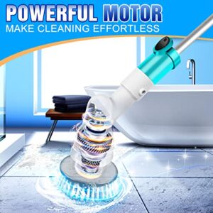 Rechargeable Electric Spin Scrubber - 5 Replaceable Cleaning Brush Heads, Cordless Shower Cleaning Brush with Long Extension Arm, Bathroom Scrubber Power Spin Scrubber for Grout Sink Tub Tile Floor