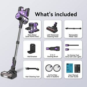 INSE Cordless Vacuum Cleaner, 26Kpa 350W Stick Vacuum for Hardwood Floor, Up to 50 Mins Rechargeable Battery, 6-in-1 Household Wireless Lightweight Vacuum for Pet Hair Carpet - S10