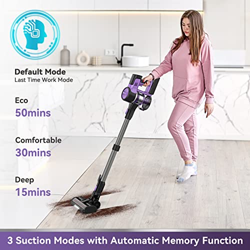 INSE Cordless Vacuum Cleaner, 26Kpa 350W Stick Vacuum for Hardwood Floor, Up to 50 Mins Rechargeable Battery, 6-in-1 Household Wireless Lightweight Vacuum for Pet Hair Carpet - S10