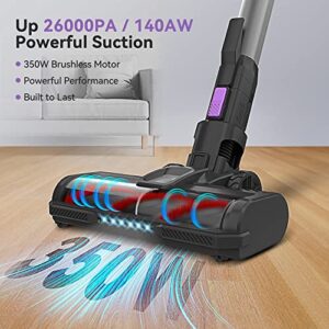 INSE Cordless Vacuum Cleaner, 26Kpa 350W Stick Vacuum for Hardwood Floor, Up to 50 Mins Rechargeable Battery, 6-in-1 Household Wireless Lightweight Vacuum for Pet Hair Carpet - S10