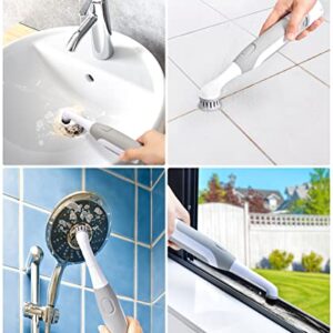 Electric Cleaning Brush, kHelfer KH6A Electric Grout Brush IPX7 Waterproof, 11″ Small Cordless Power Scrubber with 5 Replacement Brushes for Grout, Tile Crevice, Corners, Bathtub, Kitchen Bathroom