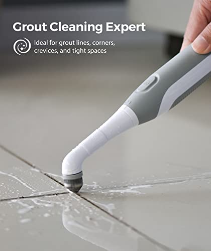 Electric Cleaning Brush, kHelfer KH6A Electric Grout Brush IPX7 Waterproof, 11″ Small Cordless Power Scrubber with 5 Replacement Brushes for Grout, Tile Crevice, Corners, Bathtub, Kitchen Bathroom