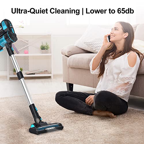 INSE Cordless Vacuum Cleaner, 6-in-1 Lightweight Stick Vacuum Up to 45min Runtime, Vacuum Cleaner with 2200mAh Rechargeable Battery, Powerful Cordless Stick Vacuum for Hardwood Floor Pet Hair Home Car