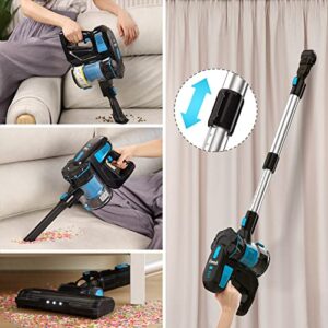 INSE Cordless Vacuum Cleaner, 6-in-1 Lightweight Stick Vacuum Up to 45min Runtime, Vacuum Cleaner with 2200mAh Rechargeable Battery, Powerful Cordless Stick Vacuum for Hardwood Floor Pet Hair Home Car