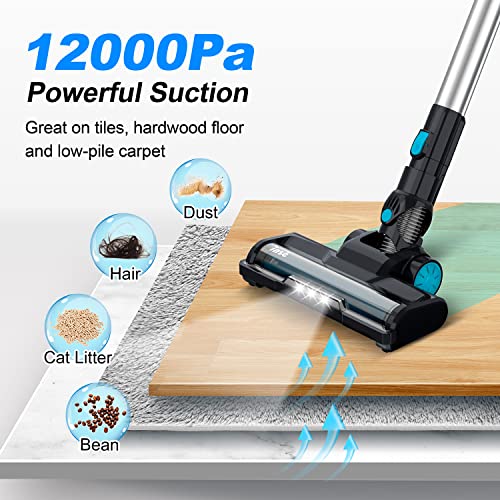 INSE Cordless Vacuum Cleaner, 6-in-1 Lightweight Stick Vacuum Up to 45min Runtime, Vacuum Cleaner with 2200mAh Rechargeable Battery, Powerful Cordless Stick Vacuum for Hardwood Floor Pet Hair Home Car