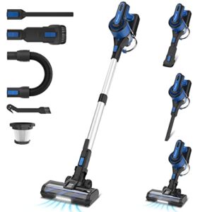 poweart cordless vacuum cleaner, 26kpa 350w powerful cordless stick vacuum, self-standing 8 in 1 rechargeable battery vacuum up to 45min runtime, lightweight vacuum for pet hair hard floor carpet-v870