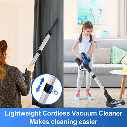 POWEART Cordless Vacuum Cleaner, 26Kpa 350W Powerful Cordless Stick Vacuum, Self-Standing 8 in 1 Rechargeable Battery Vacuum Up to 45min Runtime, Lightweight Vacuum for Pet Hair Hard Floor Carpet-V870