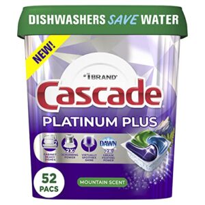 cascade platinum plus actionpacs dishwasher detergent pods, mountain, 52 count