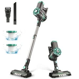 prettycare cordless vacuum cleaner, 180w powerful suction stick vacuum with 35min long runtime detachable battery, 6 in 1 lightweight quiet vacuum cleaner perfect for hardwood floor pet hair