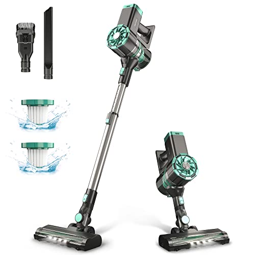 PRETTYCARE Cordless Vacuum Cleaner, 180W Powerful Suction Stick Vacuum with 35min Long Runtime Detachable Battery, 6 in 1 Lightweight Quiet Vacuum Cleaner Perfect for Hardwood Floor Pet Hair