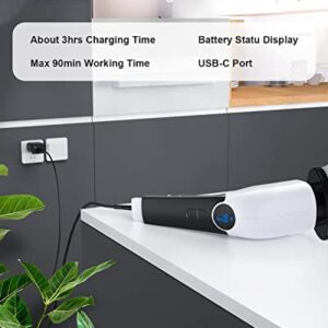 Electric Spin Scrubber, Leebein 2023 Cordless Cleaning Brush with 8 Replaceable Brush Heads & Adjustable Extension Handle & 3 Rotating Speeds, Power Cleaning Brush for Bathroom/Tub/Floor/Tile/Car