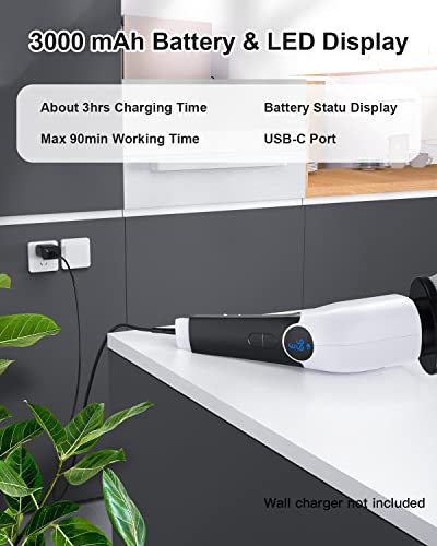 Electric Spin Scrubber, Leebein 2023 Cordless Cleaning Brush with 8 Replaceable Brush Heads & Adjustable Extension Handle & 3 Rotating Speeds, Power Cleaning Brush for Bathroom/Tub/Floor/Tile/Car