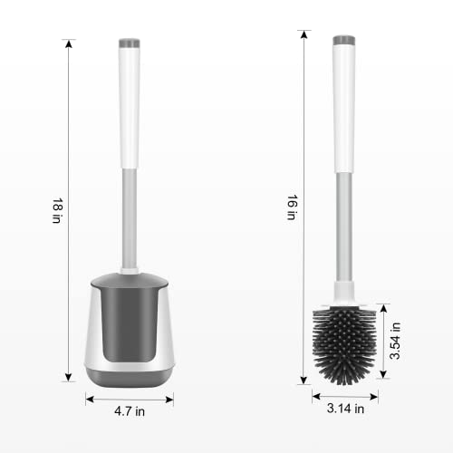 SetSail Silicone Toilet Brush 2 Pack Toilet Bowl Brush and Holder Toilet Cleaner Brush with Silicone Bristles Ventilated Toilet Brushes for Bathroom with Holder for Toilet Scrubber Cleaning