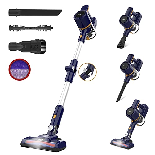 POWEART Cordless Vacuum Cleaner, 6 in 1 Multifunction Cordless Stick Vacuum, 2200mAh Vacuum Cleaner Rechargeable, Lightweight Vacuum Cleaner Hardwood Floor Pet Hair Home