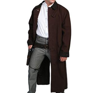 Scully Men's Long Canvas Duster Jacket, Brown, Large
