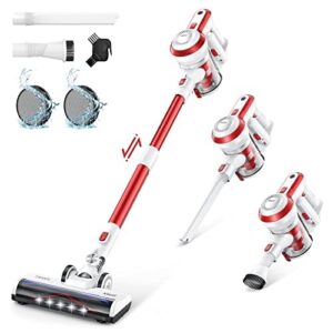 micol cordless vacuum cleaner, lightweight stick vacuum with 2 modes powerful suction, max 38mins runtime, detachable battery, 6 in 1 household vacuum cleaner for home hard floor carpet pet hair car