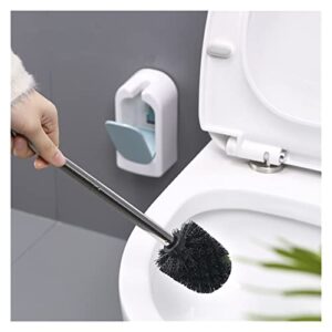 1Pc Creative Wall-Mounted Semi-Automatic Toilet Brush Set Household Soft Bristles Bathroom Cleaning Kit Bathroom Accessories (Color : Gray)