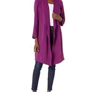 NINE WEST Women's Soft Crepe Duster, Wild Plum, L