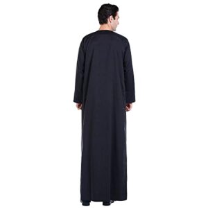 stand solid arab men’s color robe collar muslim middle muslim clothes hijab dress for women style (black, s)