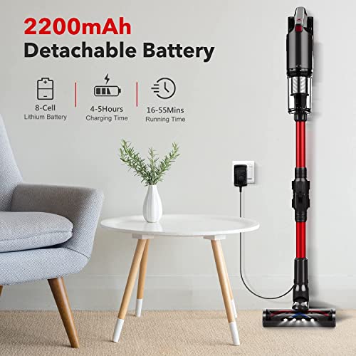 whall Cordless Vacuum Cleaner, 25kPa Suction 4 in 1 Foldable Cordless Stick Vacuum Cleaner,280W Brushless Motor 55 Mins Runtime,Lightweight Handheld Vacuum for Home Hard Floor Carpet Pet Hair