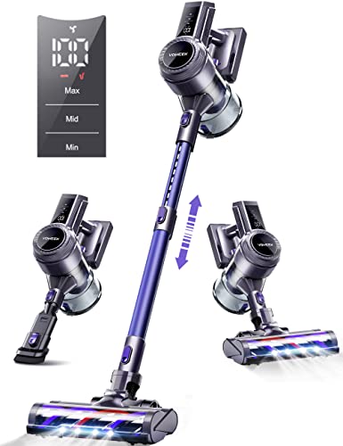 Voweek Cordless Vacuum Cleaner, 250W Powerful Stick Vacuum, 6 in 1 Lightweight Vacuum Cleaner with 3 Modes, LED Display, 40Mins Runtime Handheld Vacuum for Home Pet Hair Car