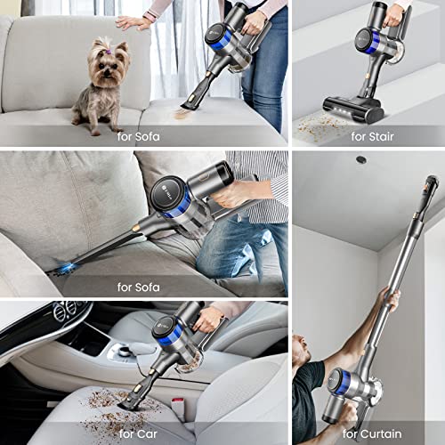 UMLo Cordless Vacuum Cleaner, 400W Stick Vacuum with 28Kpa Powerful Suction, Smart Induction Auto-Adjustment, 55min Runtime,6 in 1 Lightweight Vacuum with LED Display for Carpet Hard Floor Pet Hair-S9