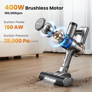 UMLo Cordless Vacuum Cleaner, 400W Stick Vacuum with 28Kpa Powerful Suction, Smart Induction Auto-Adjustment, 55min Runtime,6 in 1 Lightweight Vacuum with LED Display for Carpet Hard Floor Pet Hair-S9