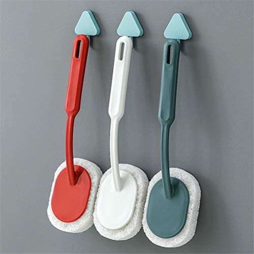 Toilet Brush and Holder Set, Toilet Brush Strong Decontamination Bath Brush Long Handle Durable Sponge Tiles Brush Toilet Fish Tank Cleaning Brush Household Clean Tools Bathroom Toilet Brush Bathroom