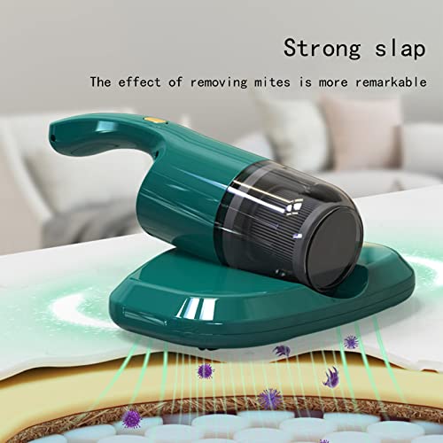 Nsxcdh Bed Vacuum Cleaner, Handheld Deep Mattress Vacuum Cleaner with 6,000 Per Minute Agitation & 2 Modes, Washable Filter, Clean for Bedding Carpet Sofa (Green White)