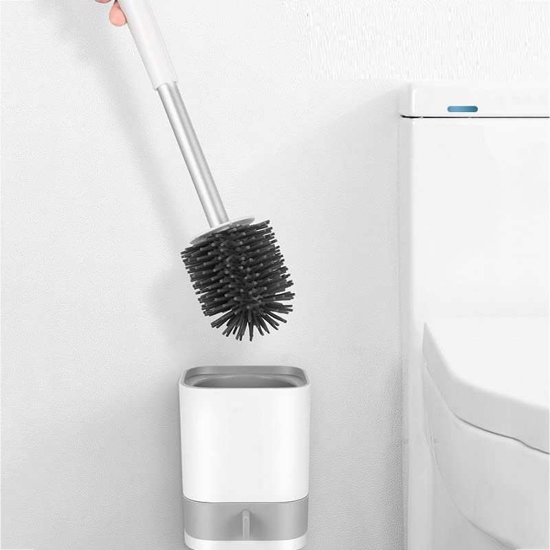 Toilet Brush Toilet,Toilet Brush,Bathroom Brush,Bathroom Cleaning Drainable Toilet Brush Holder Wall Mounted Toilet Brush Toilet Cleaning Tools Bathroom Accessories (Color : TPR Brush Head)