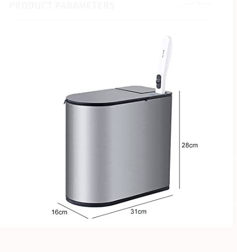 WENLII Stainless Steel Smart Trash Can Waterproof with Cover Toilet Brush Trash Bin Top Brand Luxury Business