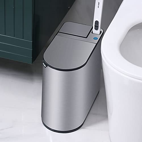 WENLII Stainless Steel Smart Trash Can Waterproof with Cover Toilet Brush Trash Bin Top Brand Luxury Business