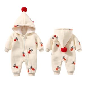 newborn baby fleece snowsuit christmas hooded romper onesies jumpsuit bodysuit winter warm coat for infant boys girls