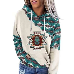hoodies for women fall casual loose plus size top sweatshirt fashion print long sleeve shirt pullover with pock stocking gift (green, l)
