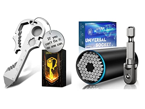 Stocking Stuffers for Men Keychain Multitool - Key Shaped Pocket EDC Tool Christmas Gifts for Men Women Dad Adult Husband Super Universal Socket Tool Gifts for Men, Christmas Stocking Stuffers for Hus